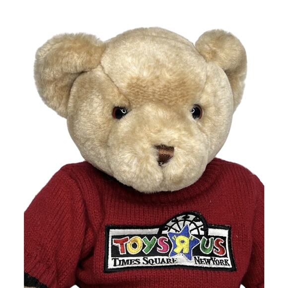 Toys R Us Time Square New York 11 inch Stuffed Bear With Red Sweater Vintage - Picture 4 of 5